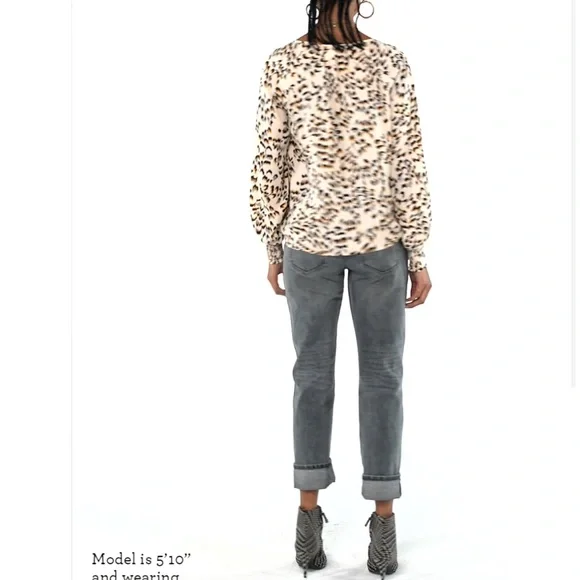 CAbi  Round Trip Cream and Brown Blouse with Peter Pan Collar - Picture 5 of 10